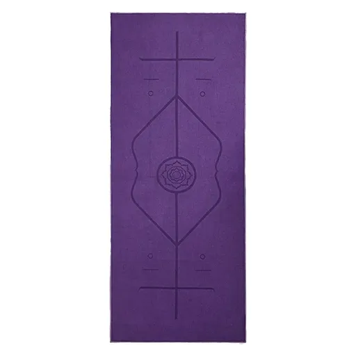 Portable Yoga Blanket with Body Position Line Non Slip Soft for Home Gym Studio - Purple