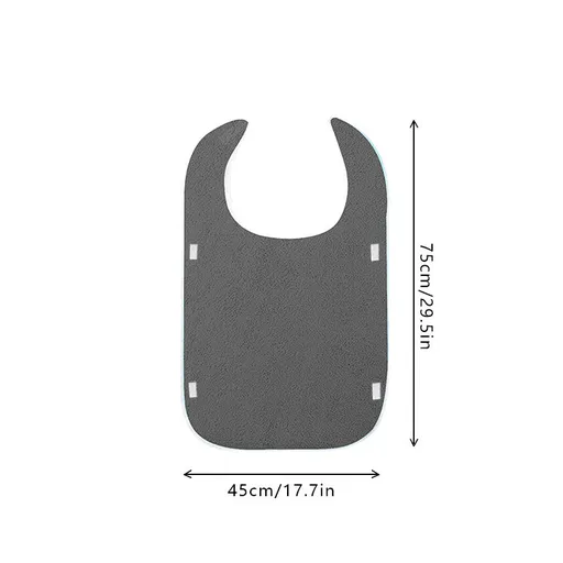 Grey Anti-Stain Feeding Apron with Pocket – Adjustable Care Bib for Elderly & Disabled Adults (2-Pack)