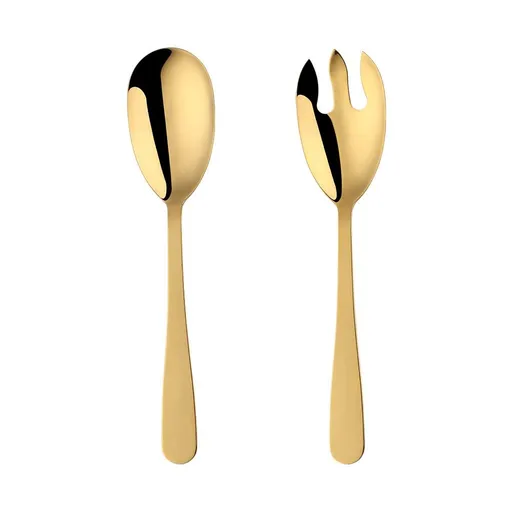 12 Inches Stainless Steel Salad Server Sets with Salad Spoon and Fork, Cooking Utensils for Kitchen,Simple and Classic Dishwasher