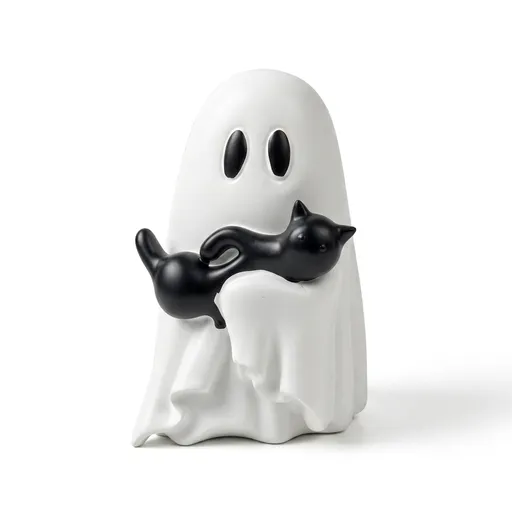 Ghost Cat Halloween Decoration (Large Size B)- Cute Desktop Ornament for Party Decor, Home Display and Seasonal Decoration
