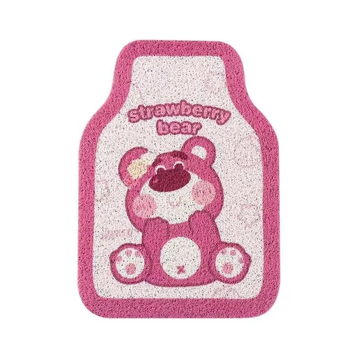 Cartoon Bear Car Floor Mats PVC Universal Non Slip Sitting pink bear front 1