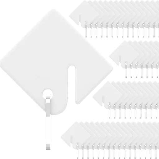 60 Piece Square Plastic Key Tags White, 4 x 3.8 cm