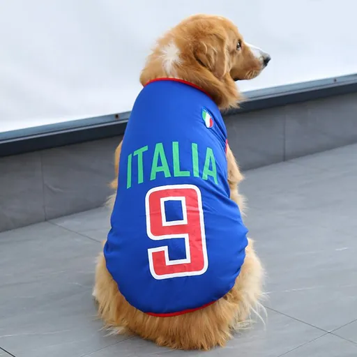 Pet Vest Dog Cat Soccer Jersey Polyester Deep Blue No. 9 Italy 2xl (chest 55cm, approximately 7.5-10kg for small pets)