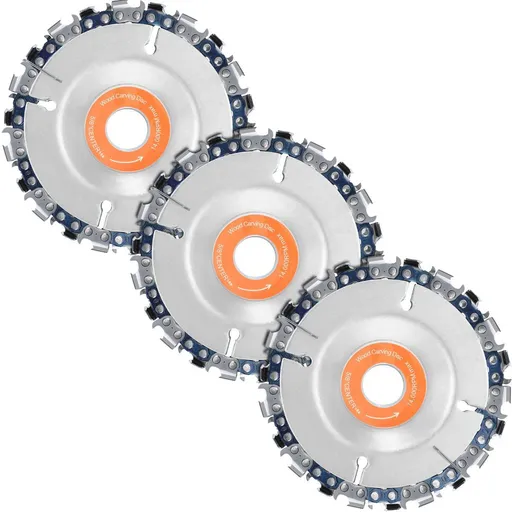3 Pieces 5/8 Inch Wood Carving Chain Disc, 22 Teeth Angle Grinder Wood Cutting Chainsaw Wheel Disc Removal Stump for 4-1/2 Inch Angle, Inner Diameter Chainsaw