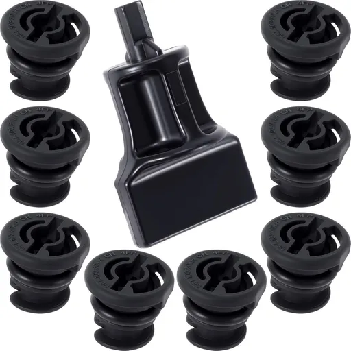 8pcs Oil Drain Plug with 1pc Removal Tool, Compatiable With 1.8L 2.0L TSI, No Leak Plug Tool Replacement for DIY Oil Changes Automative- Black
