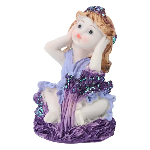 Garden Gnome Figurine Resin Cute Little Girl Gnome Statue Desktop Decorative Ornament for Patio Yard Lawn Porch Cover Ears