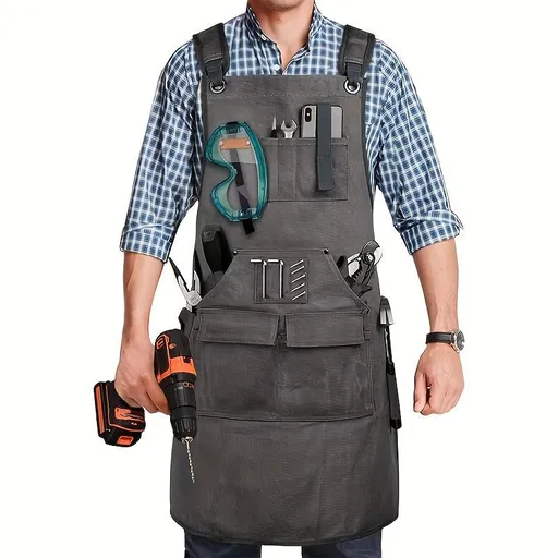 Waterproof Apron Utility Apron Work Apron Industrial Apron Tool Storage Apron - Gray - Size regular
