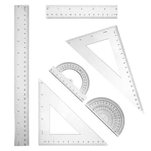 2Sets Ruler Set Transparent Plastic Triangle Drawing Rule for Students and Designers 11.8x1.2x0.04in