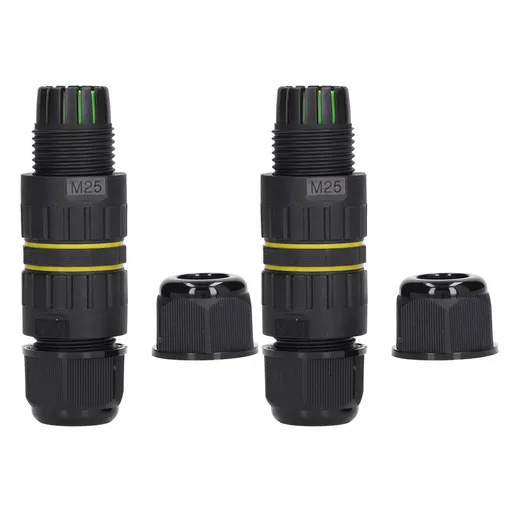 2PCS Junction Box Connector Garden M25 4 Core IP68 Waterproof 10‑14mm Electrical Power Cable Junction Box