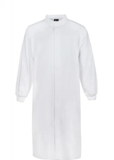 WorkCraft Long Sleeve Dust Coat w Cuff Full Length w Mandarin Collar - White