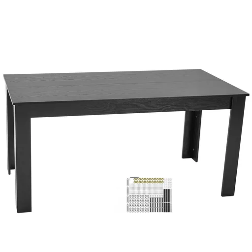 Rectangle Dining Table, 63 inch Length Large Wood Tables for 4-6 Person, Modern Dinner Furniture, Conference Desk Supporting for 330LBS, for Home Kitchen Living Room, Black(Only Table)