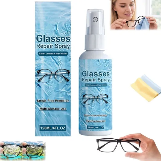 Eyeglass Lens Scratch Remover Spray, Lens Scratch Remover for Eyeglasses & Sunglasses Scratch Repair Spray Lens Care Spray Kit with 2 Cloths