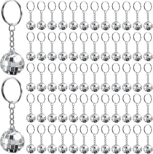 12 Pieces Mini Mirror Disco Ball Keychains Bulk Silver Disco Ball 70s 80s 90s Keychains Accessories Party Favors for Halloween Christmas Thanksgiving Party Supplies Decorations