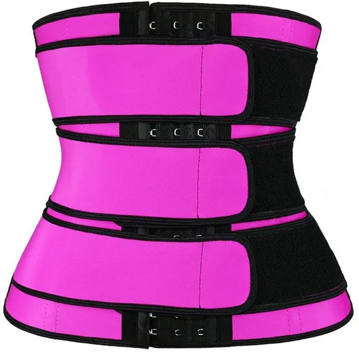 Women Sweat Reducer Training Belt - Sweatband - Waist Trainer - Slimming Belly Band - 3-Row Closure & Breathable Material - Extended Sizes (S to 6XL) - Red, 6XL