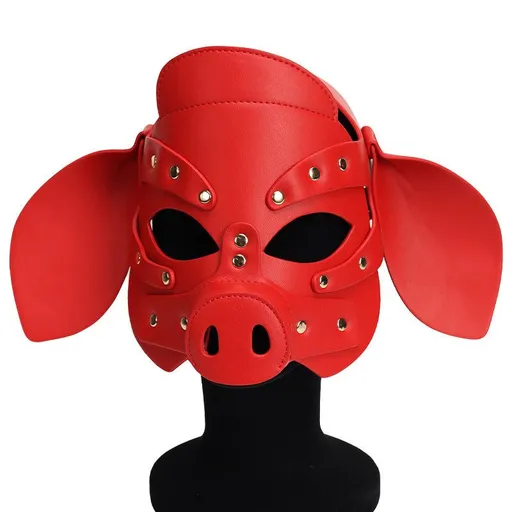 House Of Dasein Pig Head Mask Party Role Play Sexy Toy Supplies Bdsm Fetish Adult Costume - Red