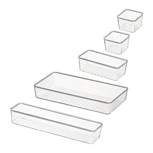 5-Pack Storage Organizer Boxes with Drawers for Home and Office, 12x6x2 Inch Multi-Purpose Containers