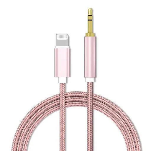 Lightning to 3.5mm Aux Audio Cable Adapter for Car Speaker Headphone Sound System - Pink