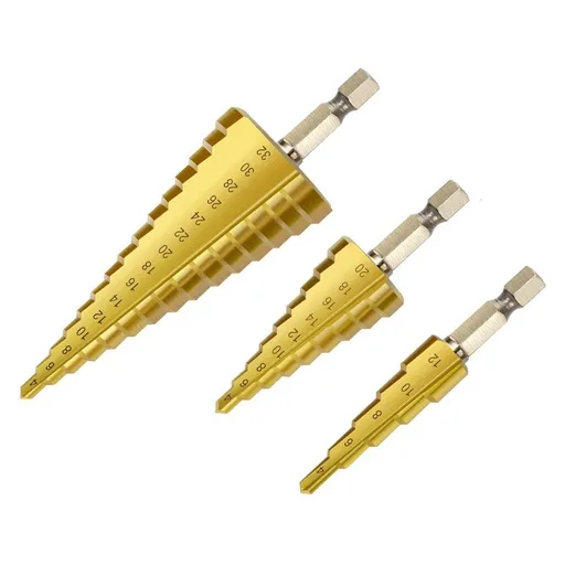 3-12 mm 4-20 mm High-Speed Steel Coated Step Drill Bit High Speed Steel Metal Wood Hole Cutter Cone Drilling Tool