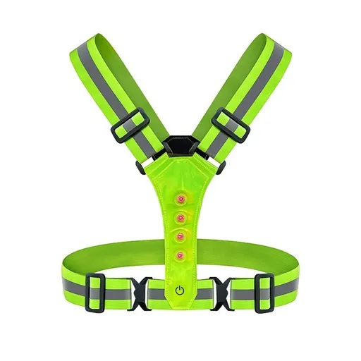 LED Reflective Vest with Chest Light , Visibility Rechargeable Light Up Running Vest Night Safety Running Gear for Dog Walking, Cycling, Adjustable for Men Women Kids