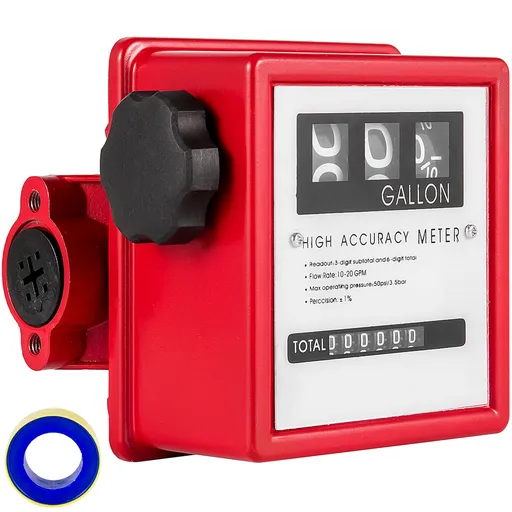 Mechanical Fuel Meter 20 GPM Fuel Flow Meter 3-Digital Batch Display Fuel Transfer Meter 2.54 cm Diesel Fuel Flow Meter All Fuel Transfer Pumps Gasoline Flow Meter