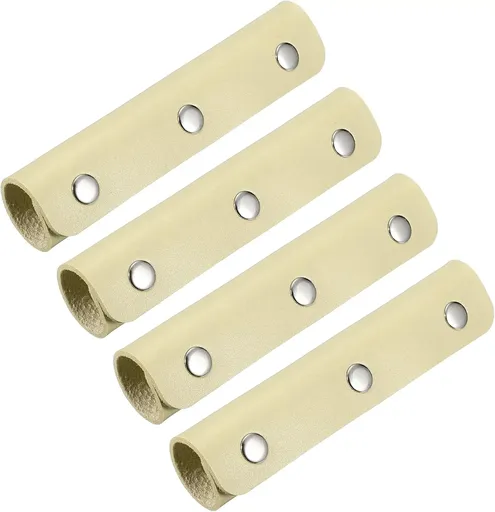 4 Pcs Handbag Handle Covers, PVC Leather Grip Protectors with Suede Lining for Tote Bags, Beige