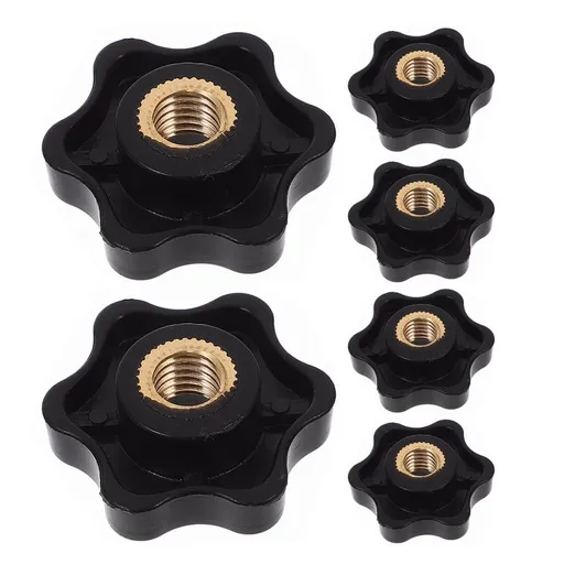 Masteelf 6pcs Replacement Plum Blossom Shape Through-Hole Screw Nuts Knurled Grip Knobs Thumb Screw Nuts M8 Clamping Knob For Machinery