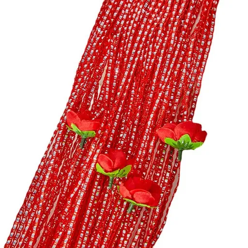 Decorative Festival High Rose Door String Curtain Wall Panel Fringe Window Room Divider Blind Tassel Screen Home 1X2M Red