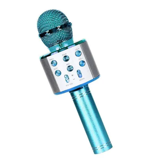 Karaoke Microphone Speaker Wireless Bluetooth Handheld Mic Usb Player Ktv Ws858 - Blue
