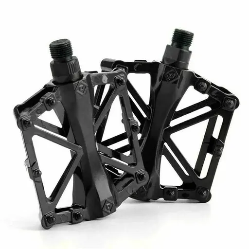 Bike Pedals Alloy Mountain Road MTB Colored Bicycle Nonslip Cycling Pedals 9/16" - Black