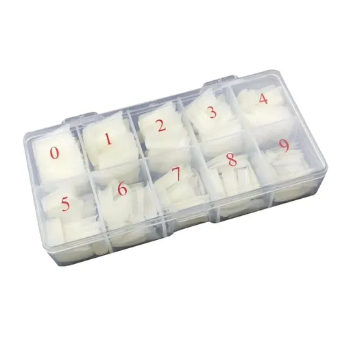 500 Pack Acrylic Nail Tips, French Style Artificial Manicure Tips in 10 Sizes with Storage Box for Home Nail Art, Natural