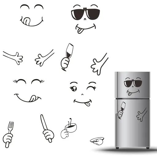 Kitchen Fridge Wall Stickers Cute Sticker Fridge Happy Delicious Face Kitchen Fridge Wall Refrigerator Vinyl Stickers Home Decor