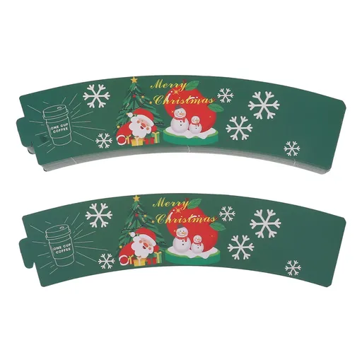 50PCS Coffee Cup Sleeves Disposable Paper Cup Sleeves Hot Drink Holder for Halloween Christmas Chocolate Cold Beverage Green