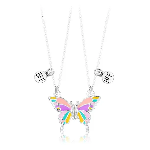 Necklaces Cute 2Pcs Enamel Butterfly Friendship Necklace for Teen Girls Women Best Friend Birthday Birthday Christmas （2pcs）