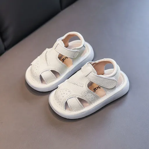 Baby Leather Sandals Bocai Cat Velcro Non Slip Beige 12cm long within 15 yards
