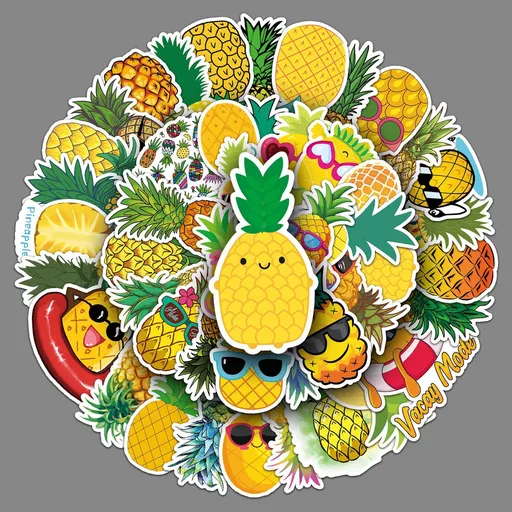 Pineapple Stickers for Teens Boy Girls Kids|50 Pcs|Cartoon Vinyl Waterproof Stickers for Laptop Computer Phone Tablet (Pineapple)