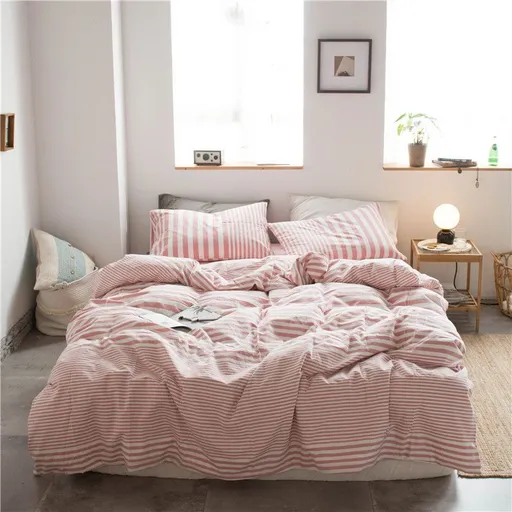 Cotton 4 Piece Set Modern Minimalist White Bed hat kit_1.5m bed-quilt cover 200x 230cm (four-piece set)