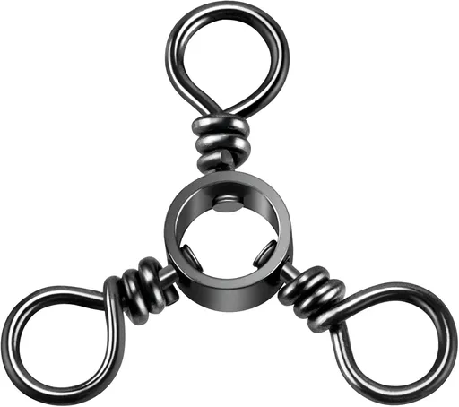100-Pack 3 Way Swivels Fishing Tackle, 28-143LB Stainless Steel Black Nickel Three Swivel Connectors Saltwater Freshwater Surf Deep Drop Catfishing Rigs Tackle #5-40LB-100 Pack