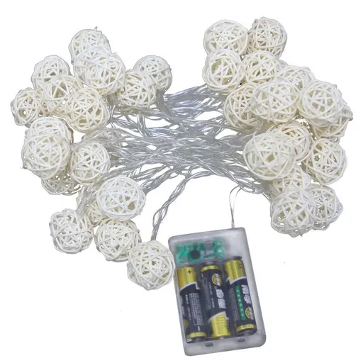 Rattan Ball String Lights with 20 Bulbs Connectable Indoor Outdoor Lantern Lights for Bedroom Wedding Garden Party Backyard Decor