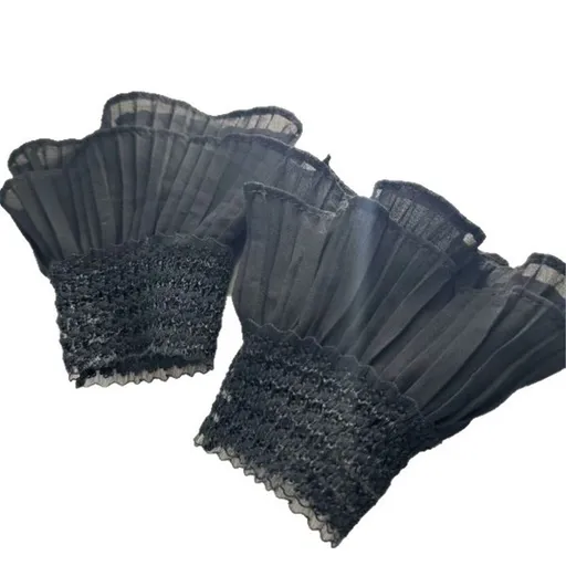 two pairs Floral Lace Cuffs Detachable Fake Sleeves Lace Wrist Cuffs for Women GirlsFake sleeves, chiffon lace lace cuffs, wrist guards, versatile cuffs, cute patchwork White