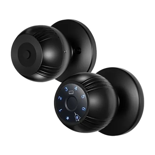 Smart Lock Keyless Entry Door Lock Fingerprint Door Knob TY App Remote Access BT 5-in-1 Fingerprint/Password/Card/Key/App Door Lock for 40-60mm Office Home Bedroom Door Black