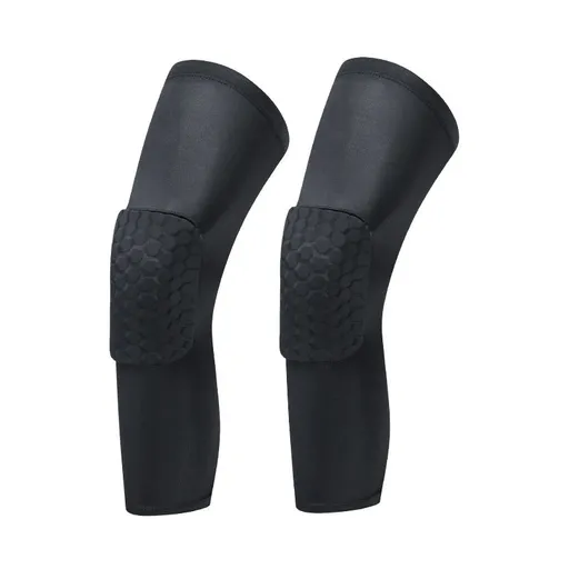 Hexagonal Honeycomb Protective Breathable Knee Pads Compression Knee Pad Protective Knee Pad Sports Knee Pad Long Knee Pad - Black XL