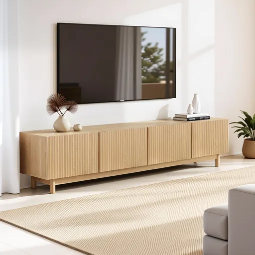 TV Unit Entertainment Unit Storage Cabinet 180cm Pine with 2 Storage Side Cabinets 2 Tier Adjustable Middle Shelves Solid Wood Feet Soft Close Hinges