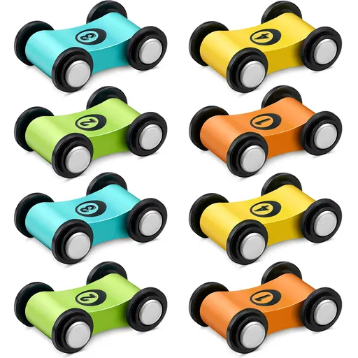 8 Pieces Wooden Mini Car Wood Race Car Kids Wooden Track Colorful Car Ramp Toy Replacement Car Toy Vehicle Play Sets