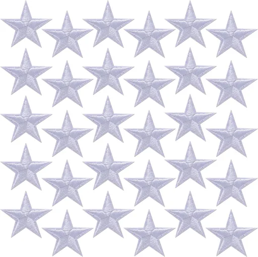 30pcs Star Iron on Patches, Star Patches Embroidered Appliques, 1.15in Sew on Repair Applique Embellishment Accessories for Clothing Jackets Shoes Backpacks Hats DIY Crafts- White