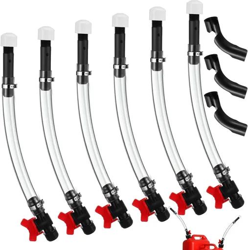 6 Pack Racing Fuel Filler Jug Hose 14 Inch Transparent Gas Can Hose with 3 Pack Bender Clear Fuel Filler for Racing Container Tank 3/5/5.5 Gallon Gas Can