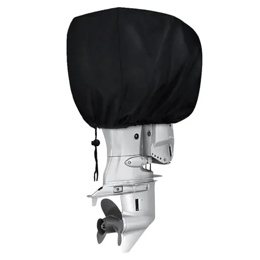 Boat Marine Outboard Engine Cover, Heavy Duty Hood Motor Cowling Lightweight Protector, Black Waterproof UV Resistant 210D Oxford fabric Windproof Straps