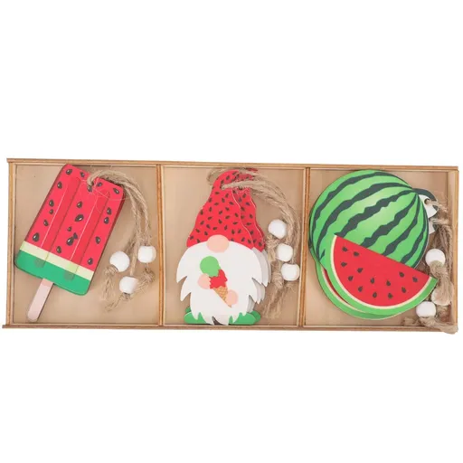 9 Piece Watermelon Wooden Pendant Summer Sign Decor for Home Office Wall Hanging