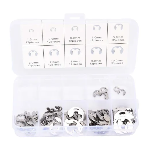 120PCS Snap Rings M1.5‑10 Mini Portable Corrosion Resistant Stainless Steel Snap Rings Kit120PCS