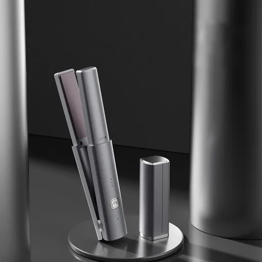Dark Grey Compact Cordless Hair Straightener - Portable 2-in-1 Mini Flat Iron, USB-C Rechargeable for Travel & Touch-ups