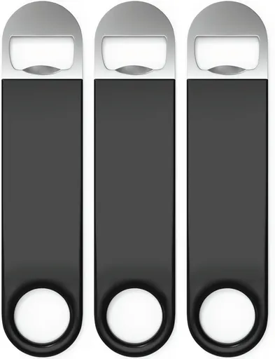 Bartender Bottle Openers, Beer Bottle Openers, Speed Openers 3 Pack by Premium Cold One. Professional Grade: Rubber Coated, Stainless Steel. Large, 7 inch